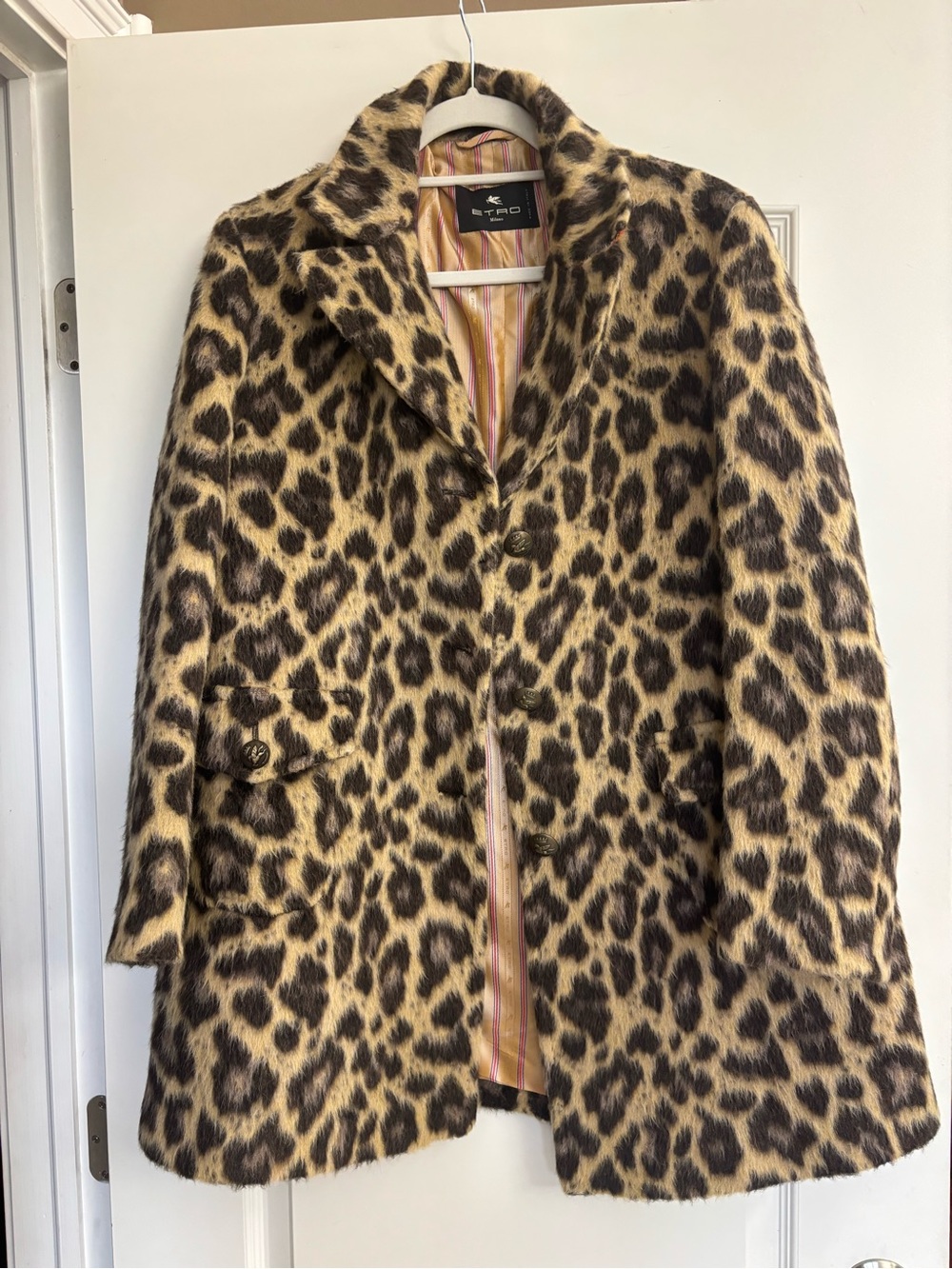 Etro Leopard-Print  Coat in Tan and Black